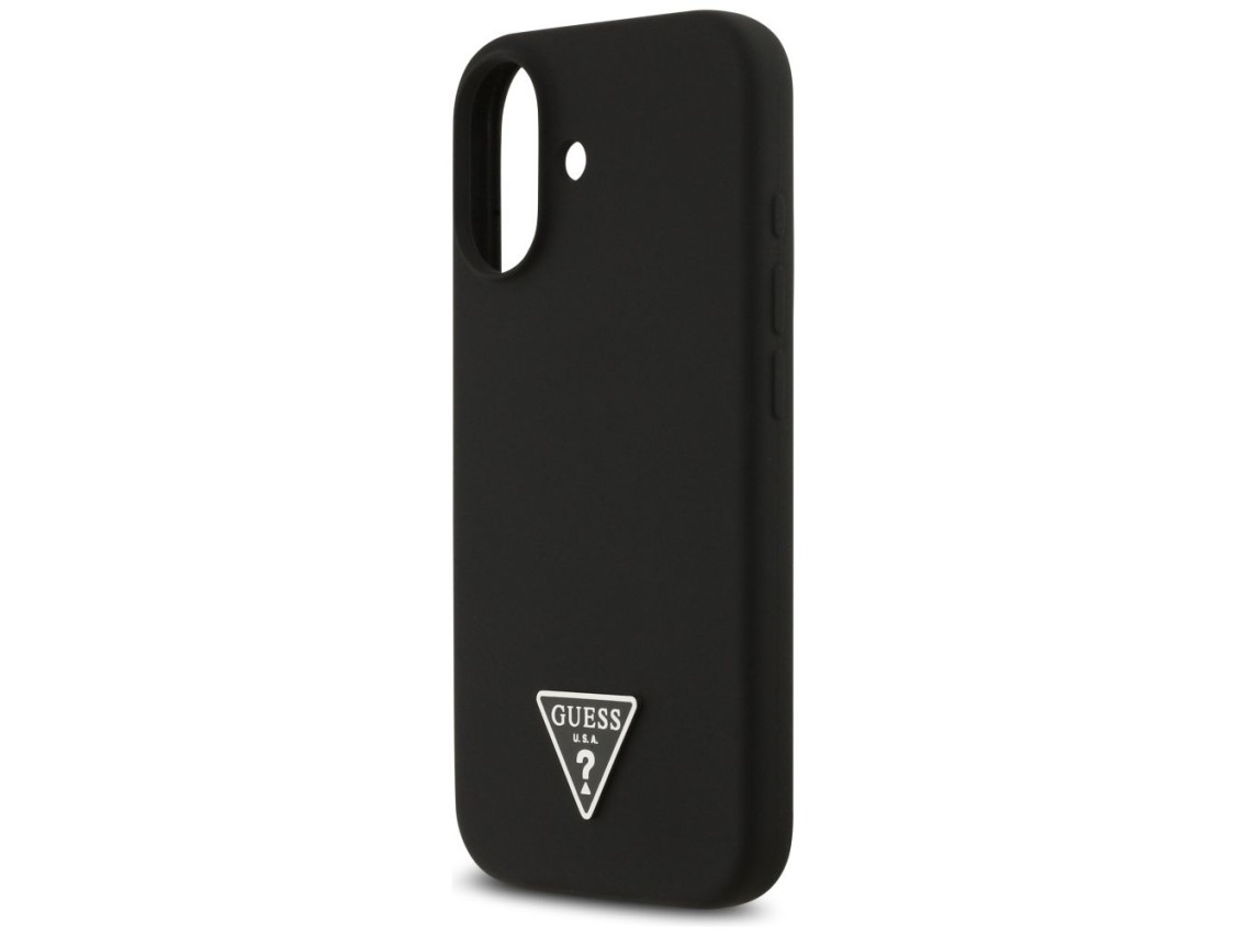 Funda Guess de silicona con logo triangular y MagSafe para iPhone 17 - Negra