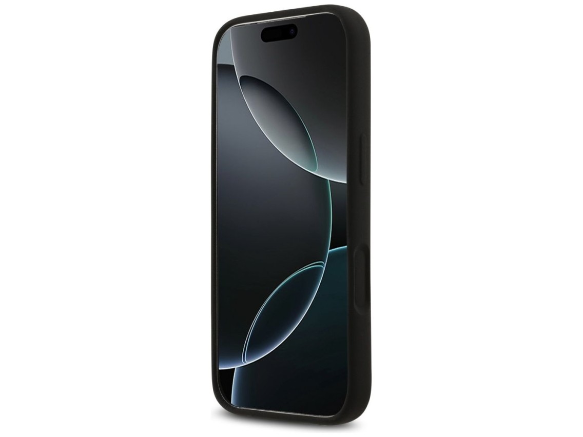 Funda Guess de silicona con logo triangular y MagSafe para iPhone 17 Pro - Negra