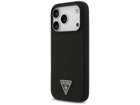 Capa MagSafe de silicone com logo triangular da Guess para iPhone 17 Pro Max - Preta Capa MagSafe de silicone com logo triangular da Guess para iPhone 17 Pro Max - Preta
