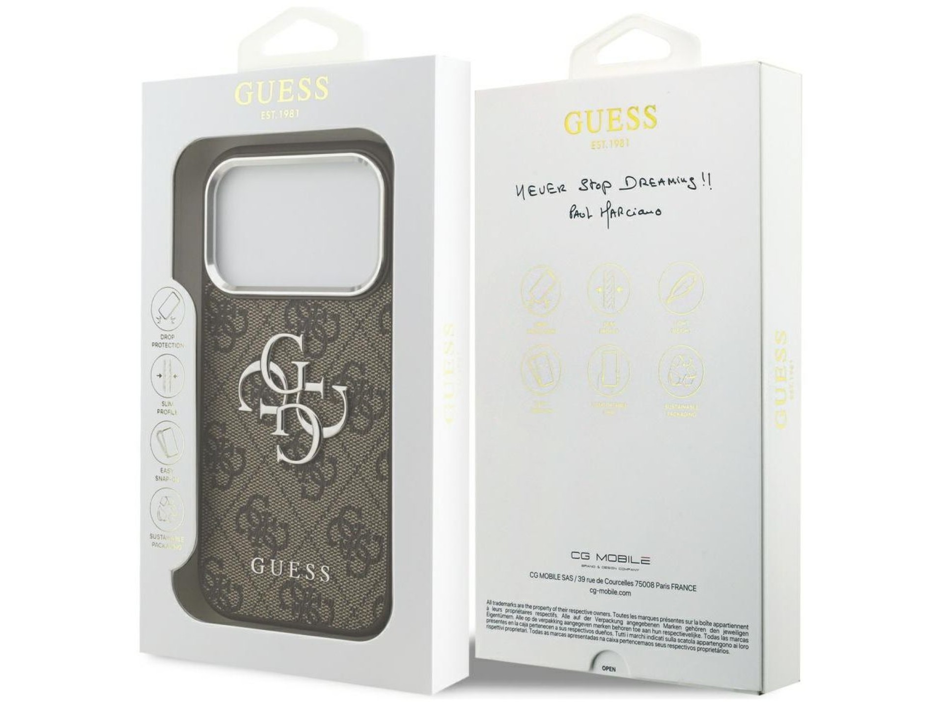 Guess 4G Big 4G Classic Logo case for iPhone 17 Pro brown - silver