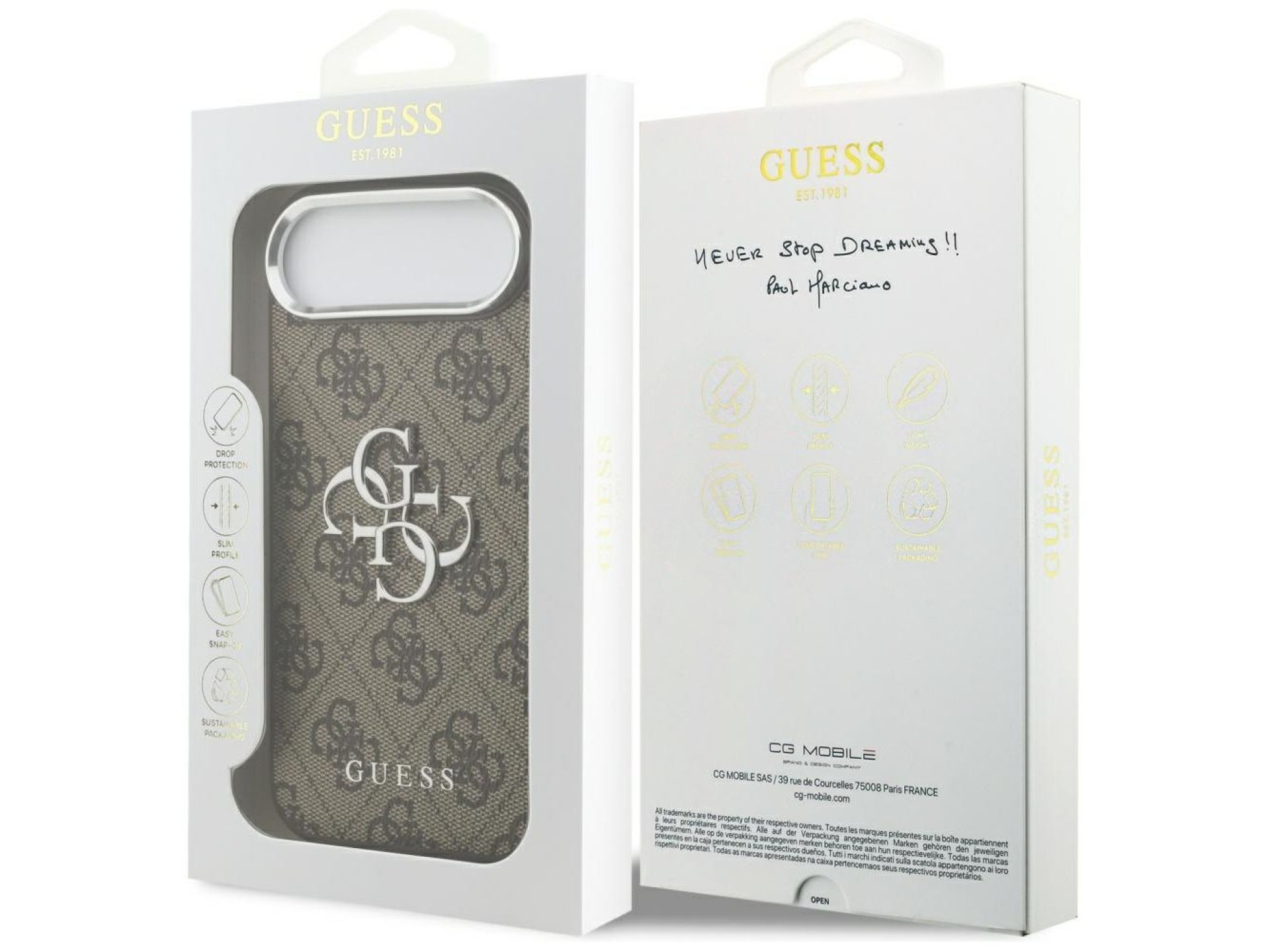 Guess 4G Big 4G Classic Logo case for iPhone 17 Air - brown and silver