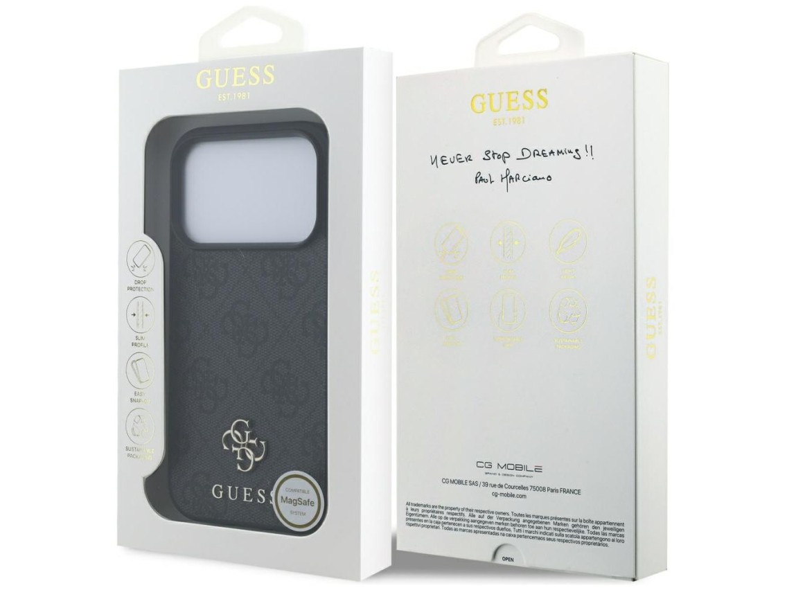 Funda Guess 4G Small Classic Logo MagSafe para iPhone 17 Pro - negra