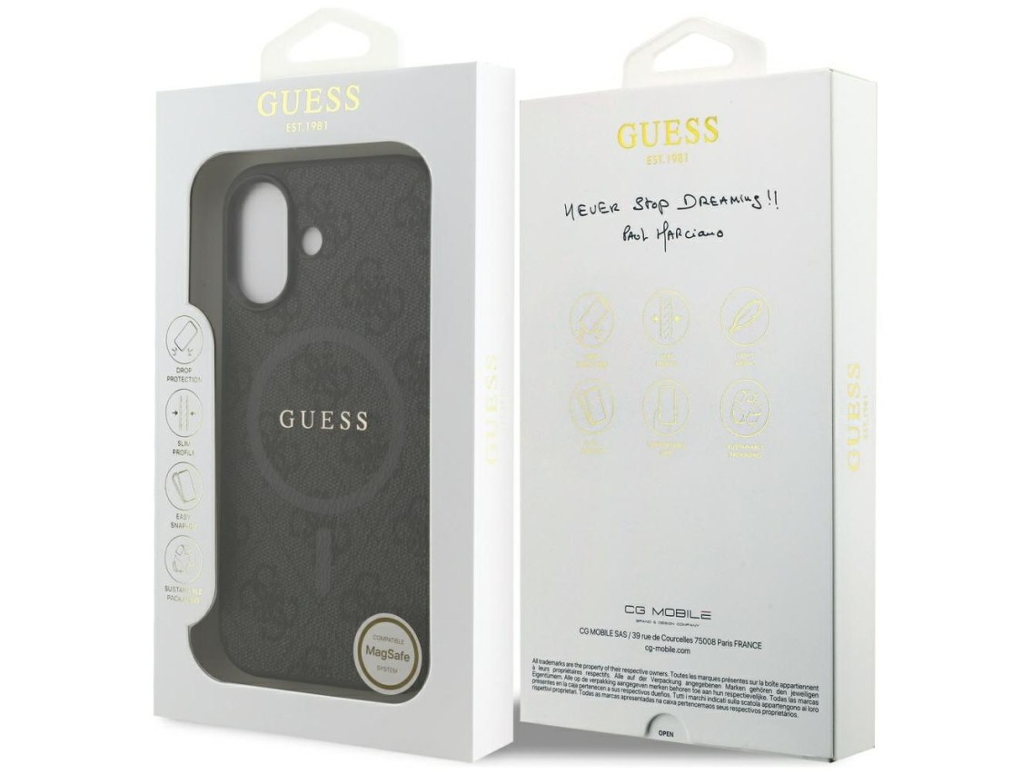 Capa Guess 4G Ring Classic Logo MagSafe para iPhone 17 - preta