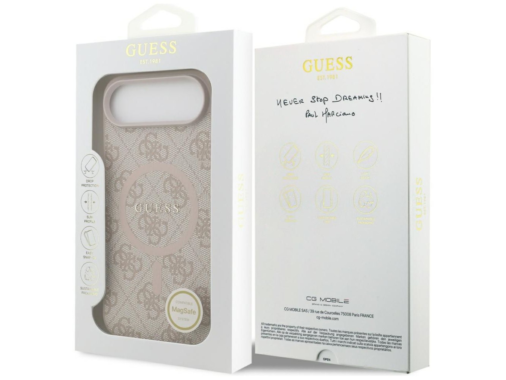 Funda Guess 4G Ring Classic Logo MagSafe para iPhone 17 Air - Rosa