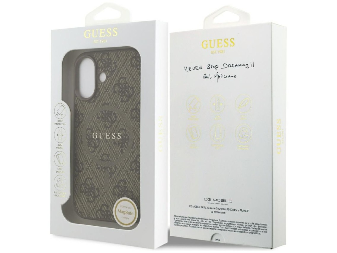 Capa Guess 4G Ring Classic Logo MagSafe para iPhone 17 - Marrom