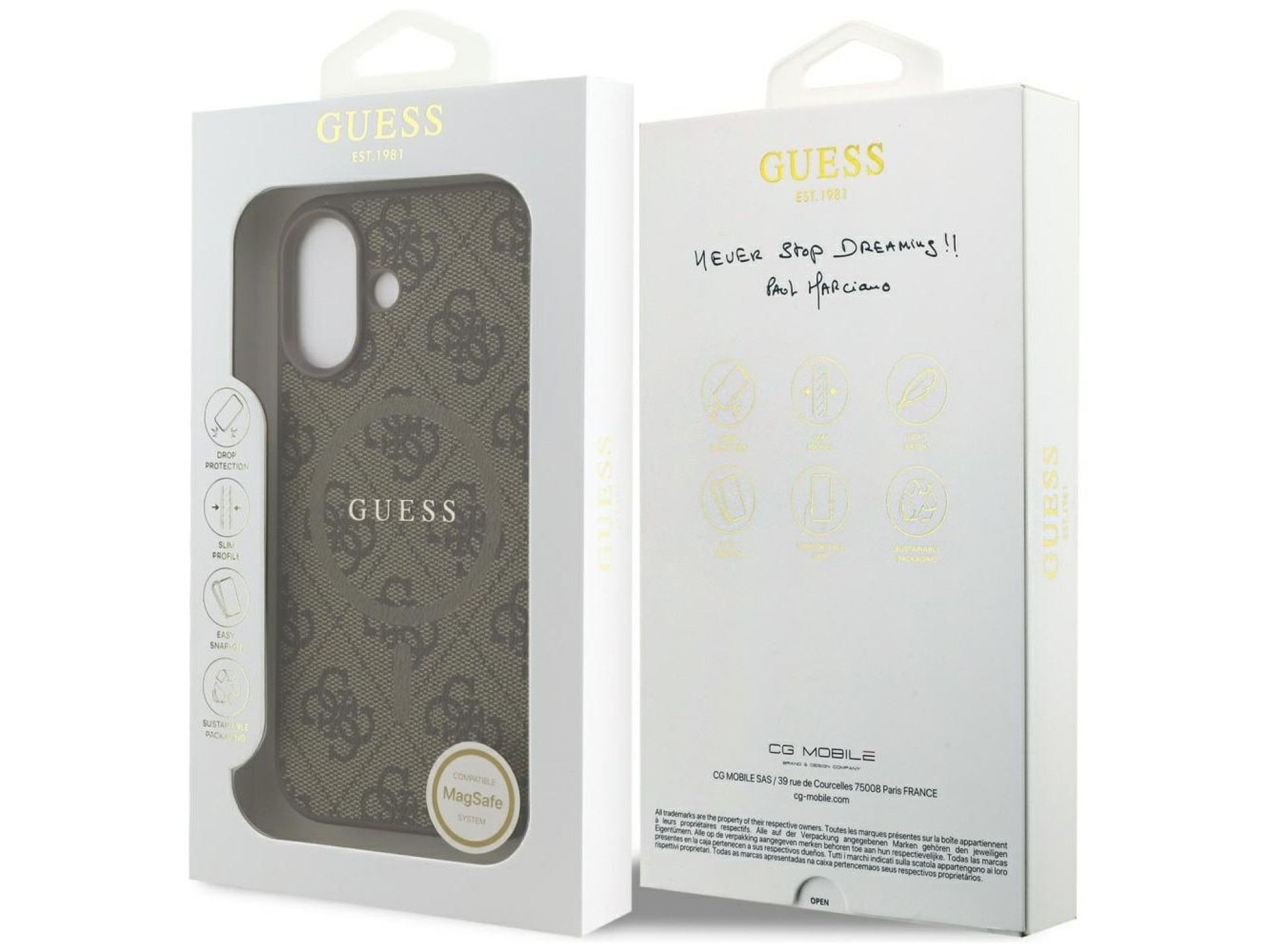 Capa Guess 4G Ring Classic Logo MagSafe para iPhone 17 - Marrom
