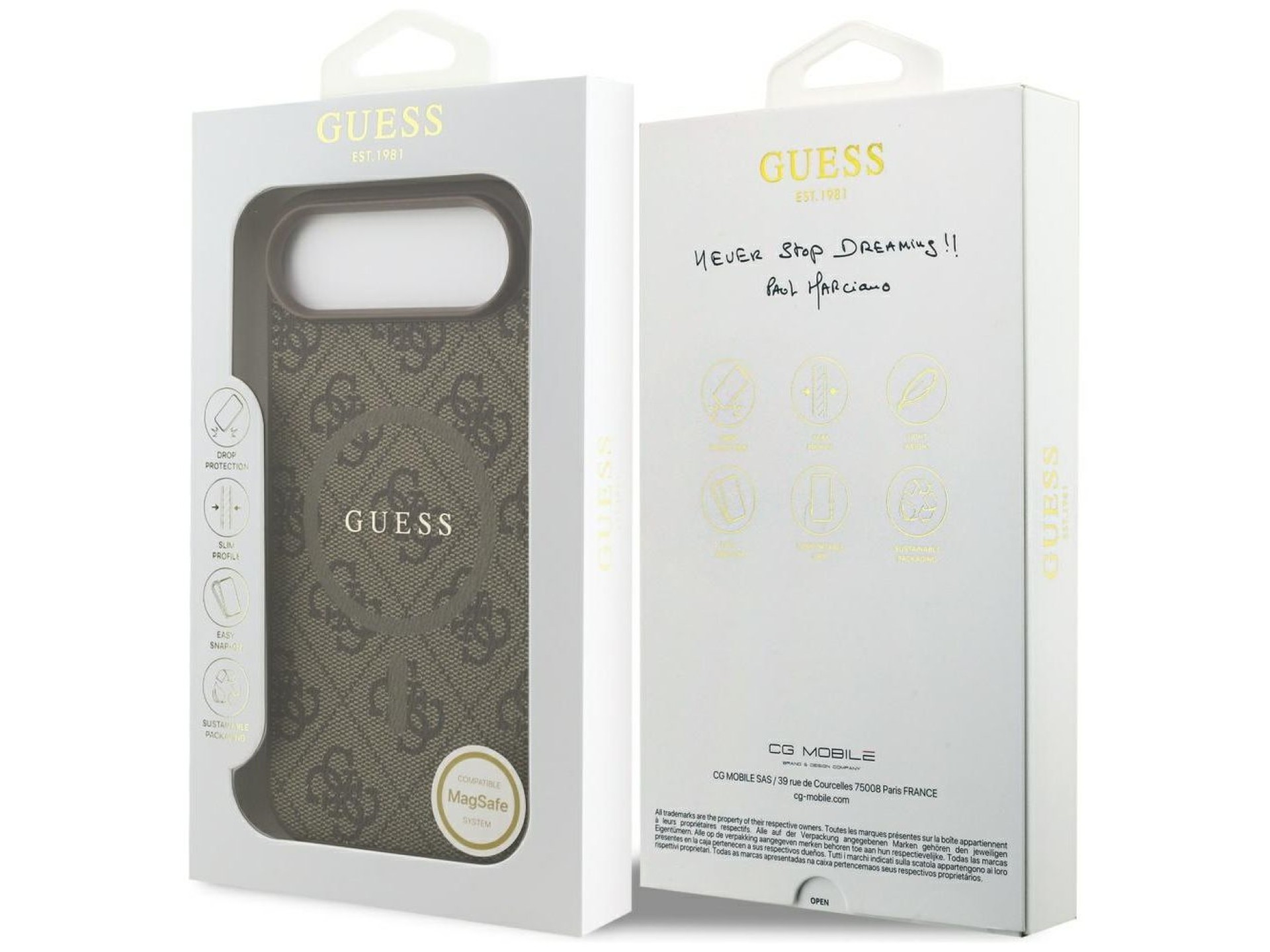 Funda Guess 4G Ring Classic Logo MagSafe para iPhone 17 Air - Marrón