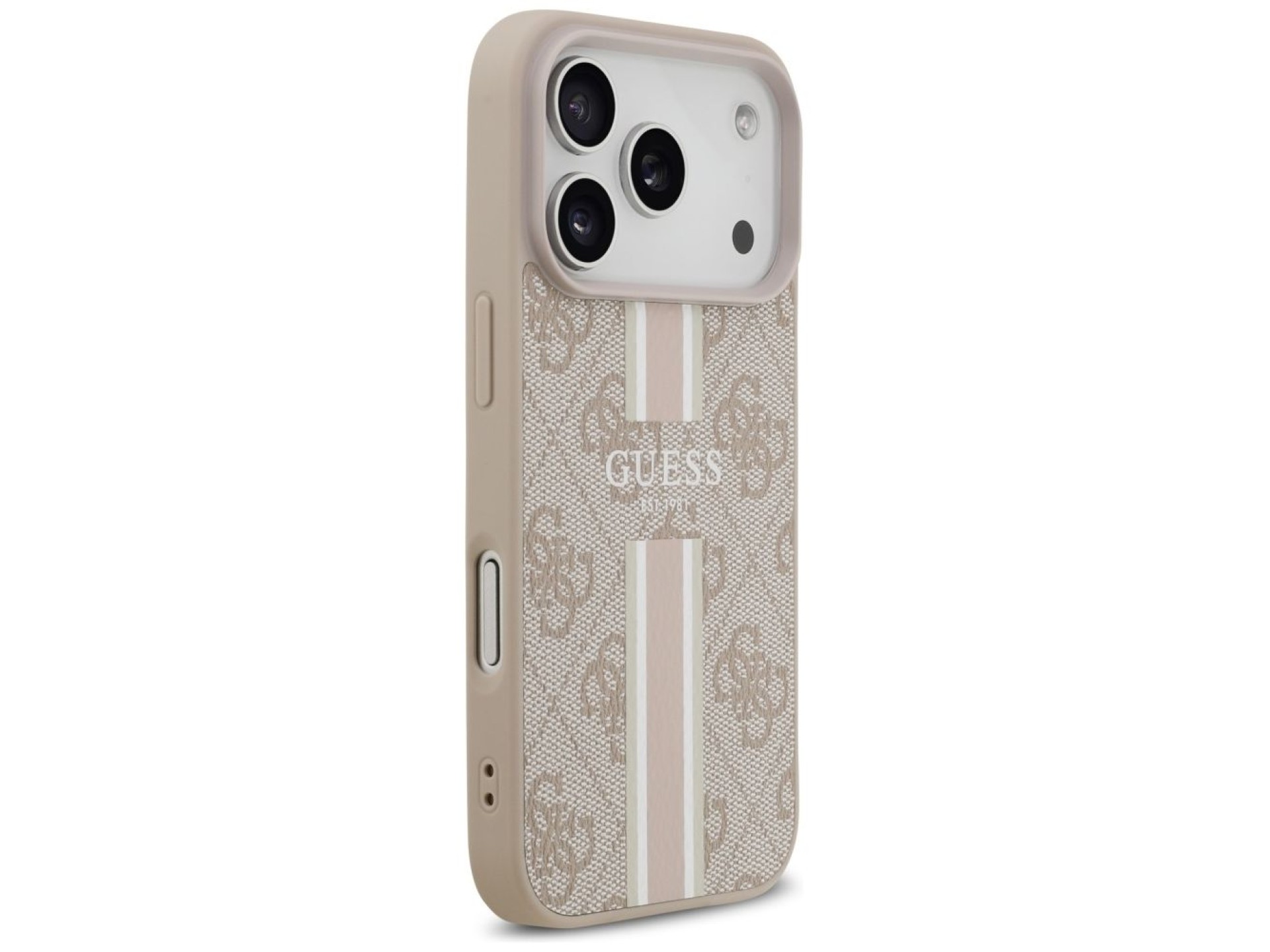 Funda Guess 4G con estampado de rayas y MagSafe para iPhone 17 Pro - Rosa
