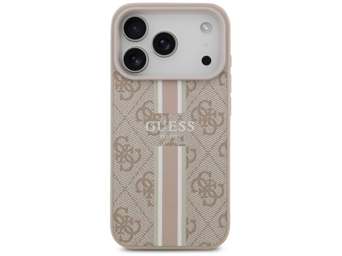 Funda Guess 4G con estampado de rayas y MagSafe para iPhone 17 Pro - Rosa