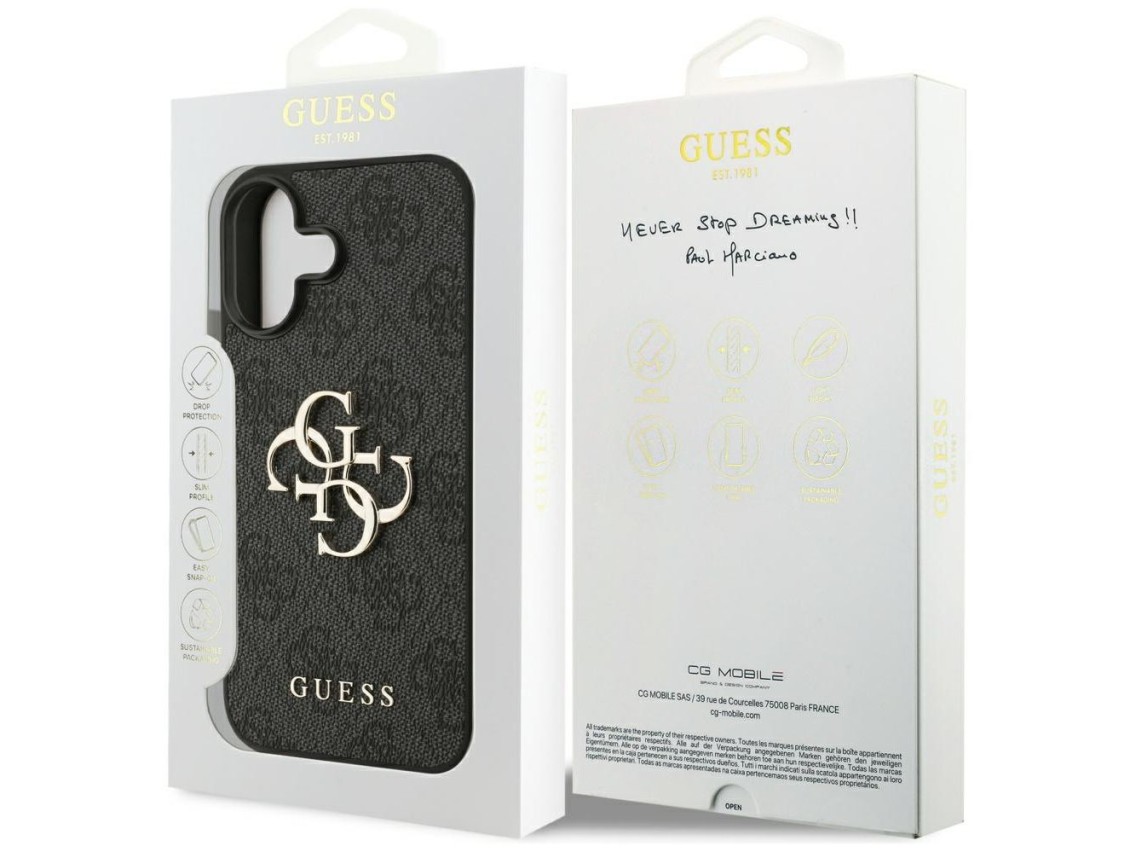 Capa Guess 4G com logo grande para iPhone 17 - Preta
