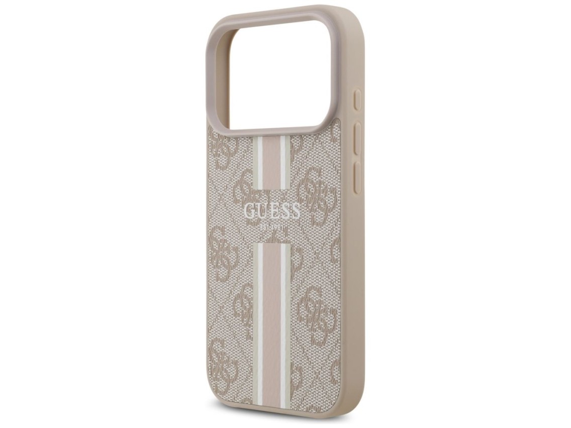 Funda Guess 4G con estampado de rayas y MagSafe para iPhone 17 Pro - Rosa