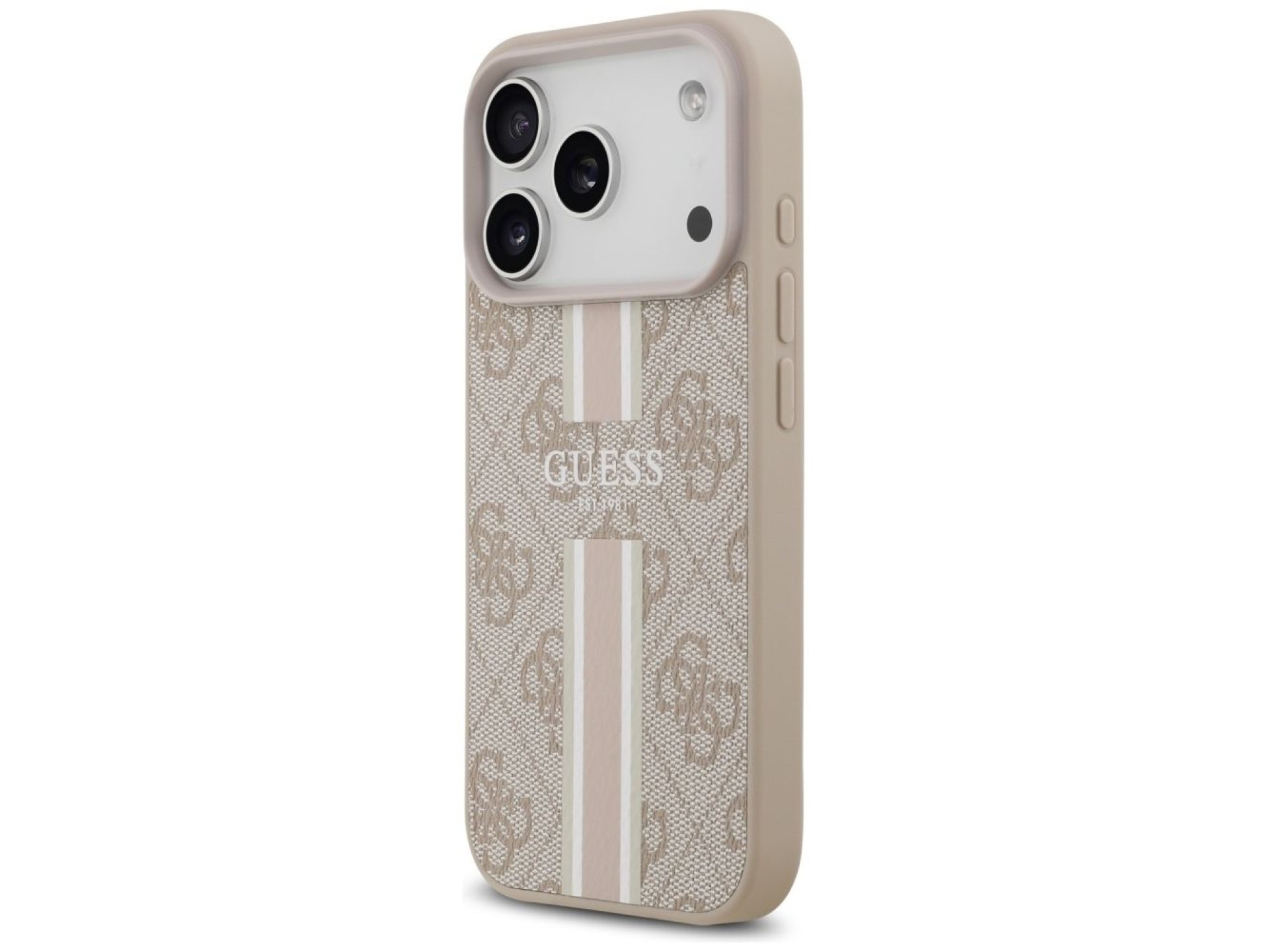 Funda Guess 4G con estampado de rayas y MagSafe para iPhone 17 Pro - Rosa