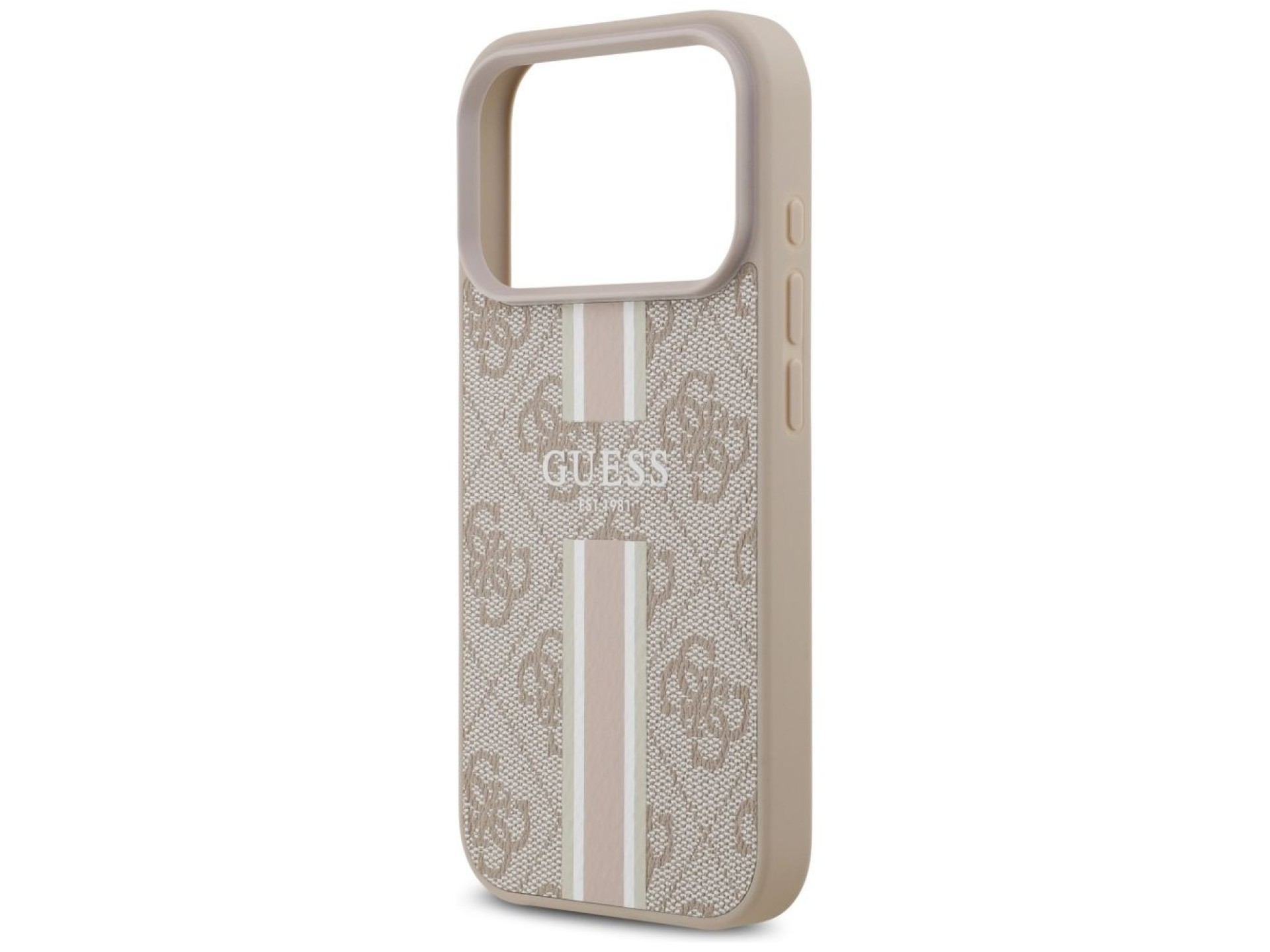 Funda Guess 4G con estampado de rayas y MagSafe para iPhone 17 Pro - Rosa