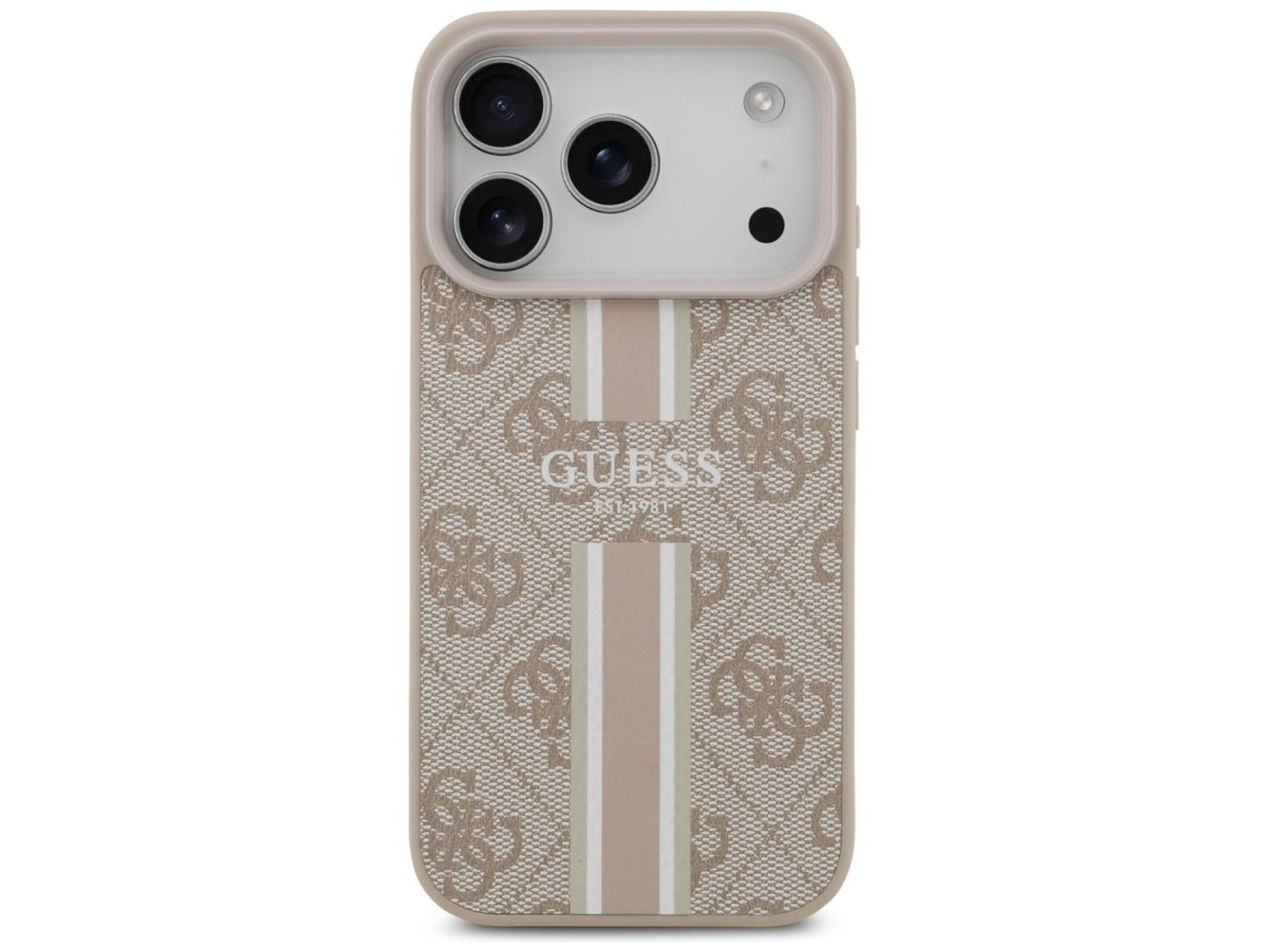 Funda Guess 4G con estampado de rayas y MagSafe para iPhone 17 Pro - Rosa