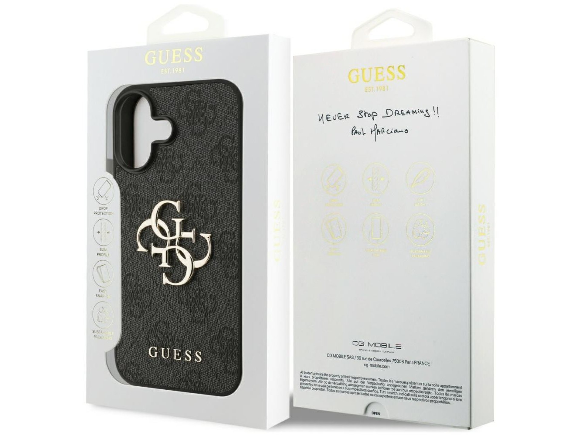 Capa Guess 4G com logo grande para iPhone 17 - Preta