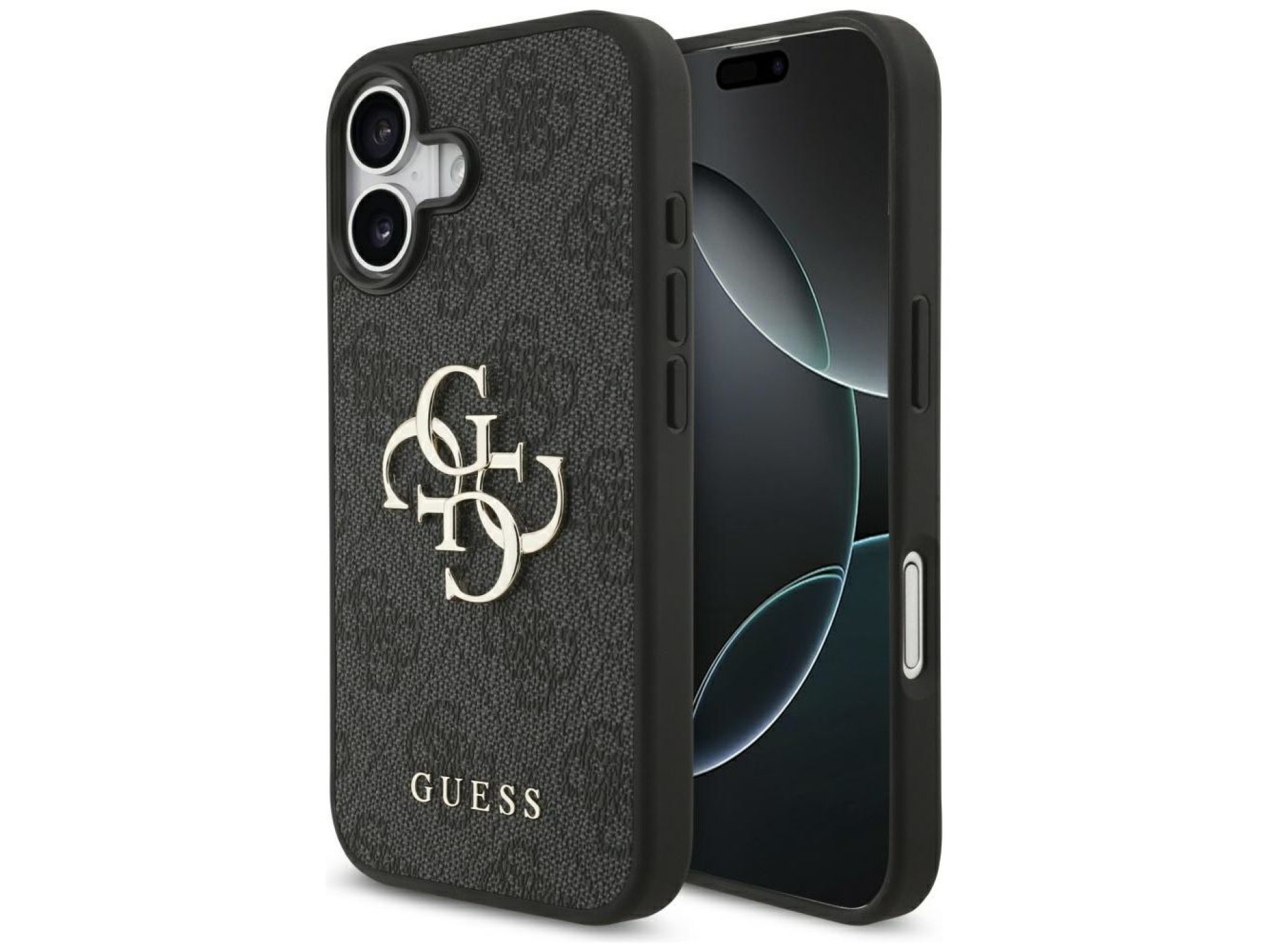 Capa Guess 4G com logo grande para iPhone 17 - Preta