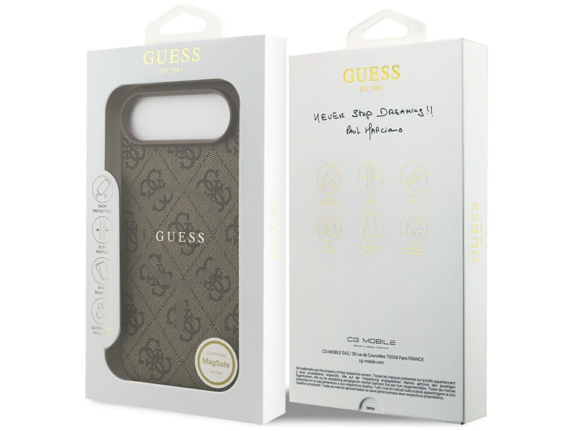 Funda Guess 4G Ring Classic Logo MagSafe para iPhone 17 Air - Marrón