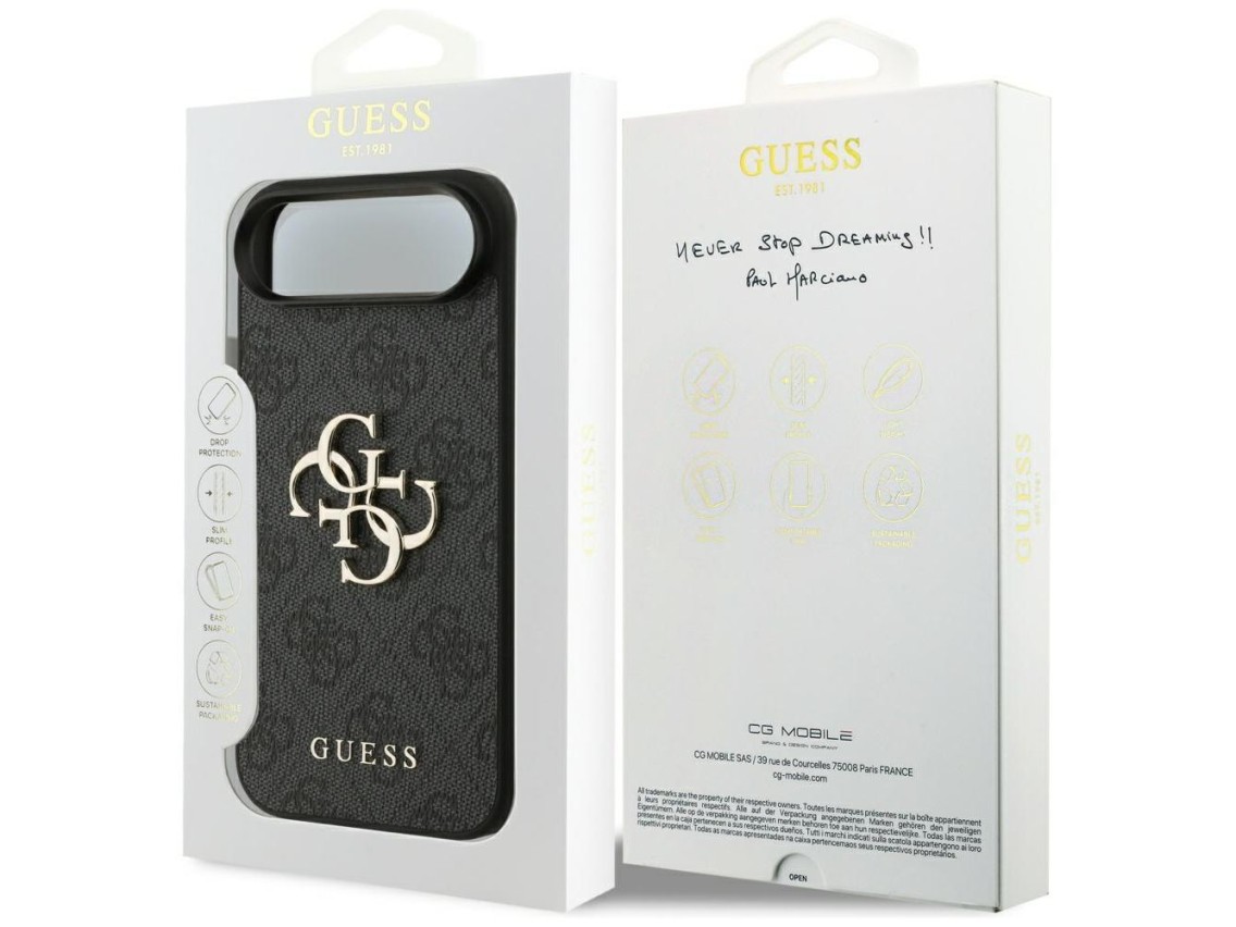 Capa Guess 4G com logo grande para iPhone 17 Air - Preta