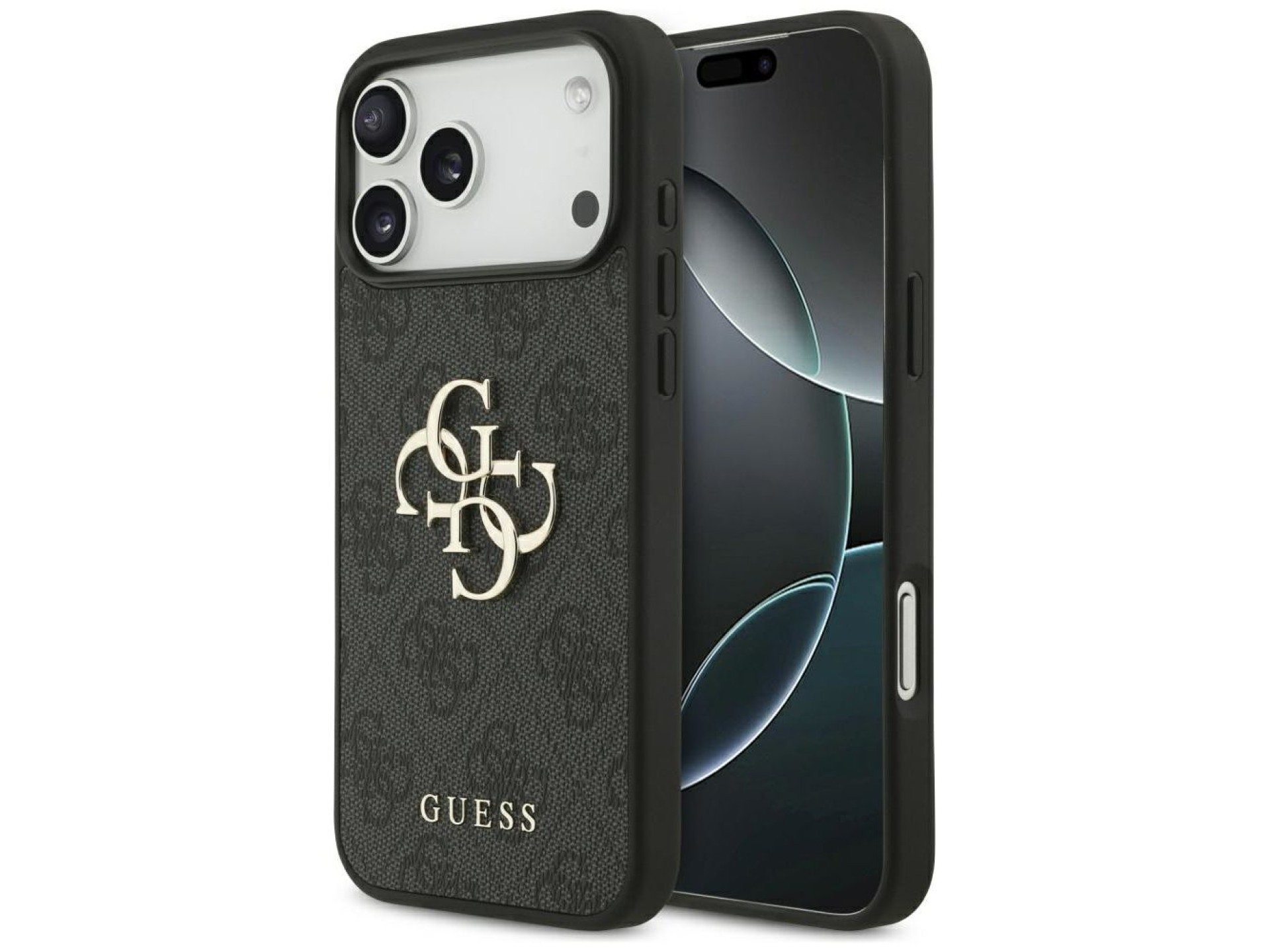 Capa Guess 4G com logo grande para iPhone 17 Pro Max - Preta