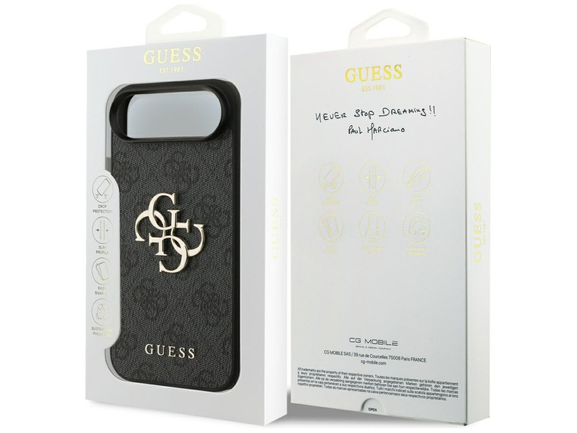 Capa Guess 4G com logo grande para iPhone 17 Air - Preta