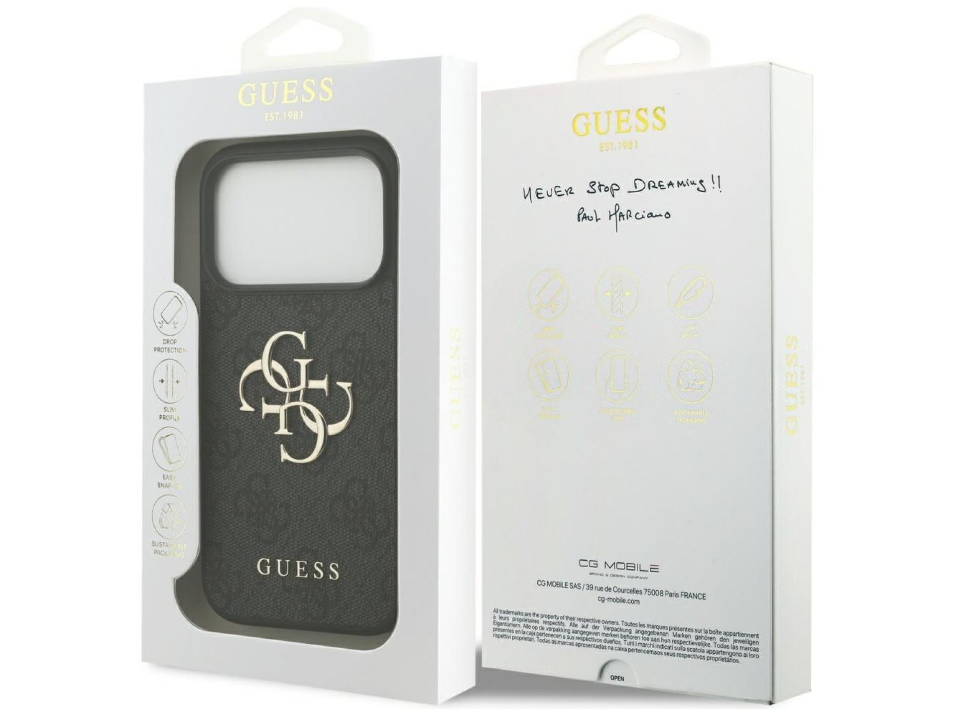 Funda Guess 4G con logo grande para iPhone 17 Pro - Negra