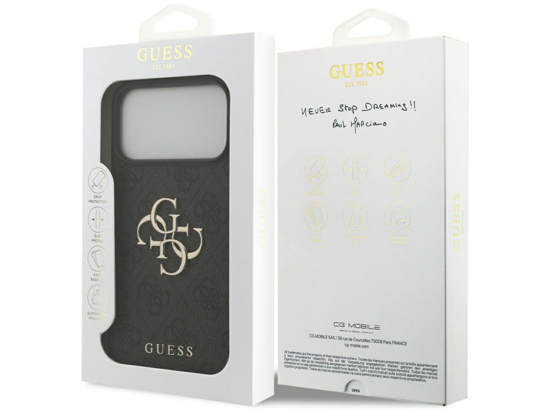 Capa Guess 4G com logo grande para iPhone 17 Pro Max - Preta