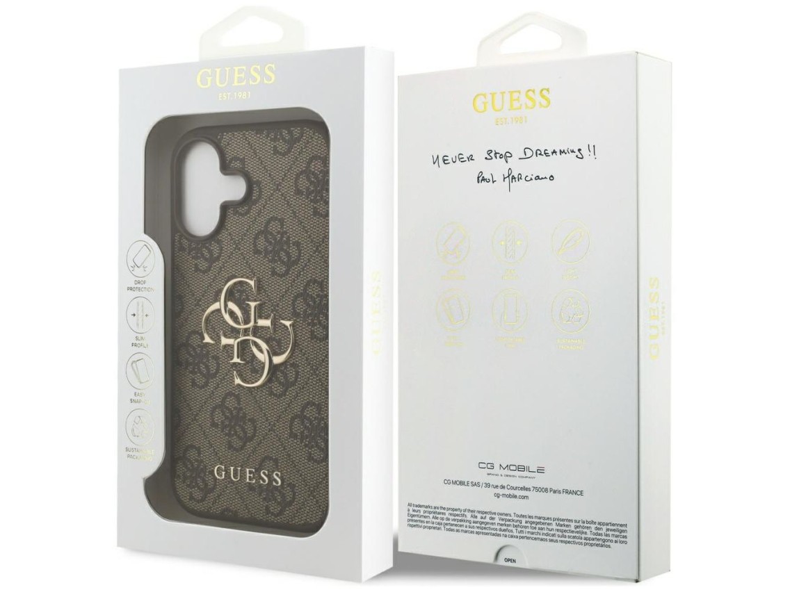 Capa Guess 4G com logo grande para iPhone 17 - Marrom