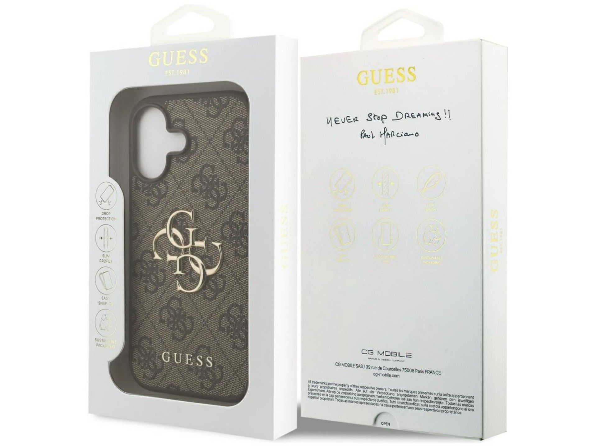 Capa Guess 4G com logo grande para iPhone 17 - Marrom