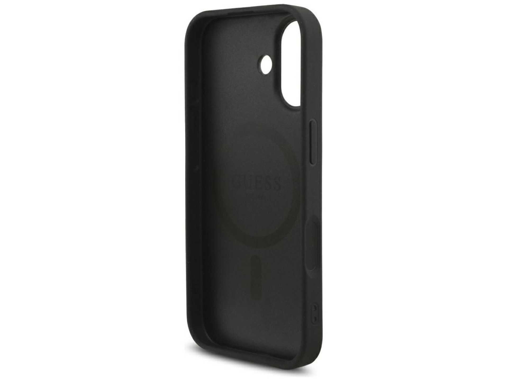 Funda Guess 4G con correa y logo triangular MagSafe para iPhone 17 - negra