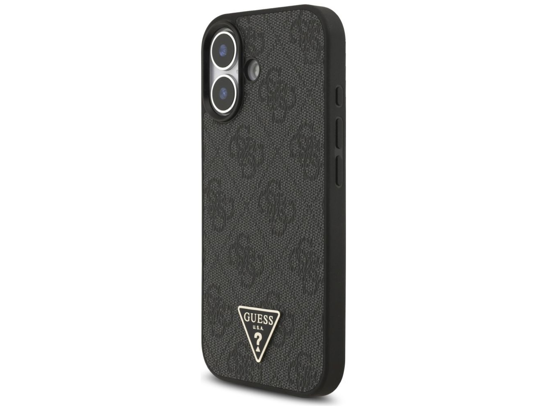 Funda Guess 4G con correa y logo triangular MagSafe para iPhone 17 - negra