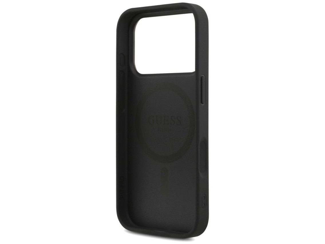 Funda Guess 4G con correa y logo triangular MagSafe para iPhone 17 Pro - negra