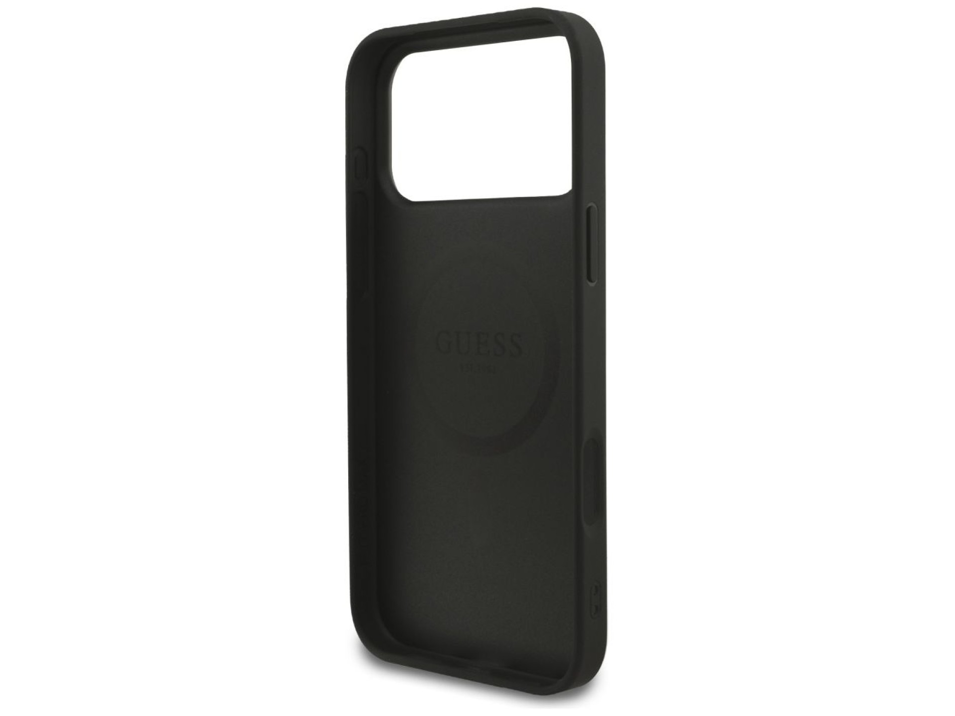 Capa Guess 4G Strap Triangle Logo MagSafe para iPhone 17 Pro Max - Preta