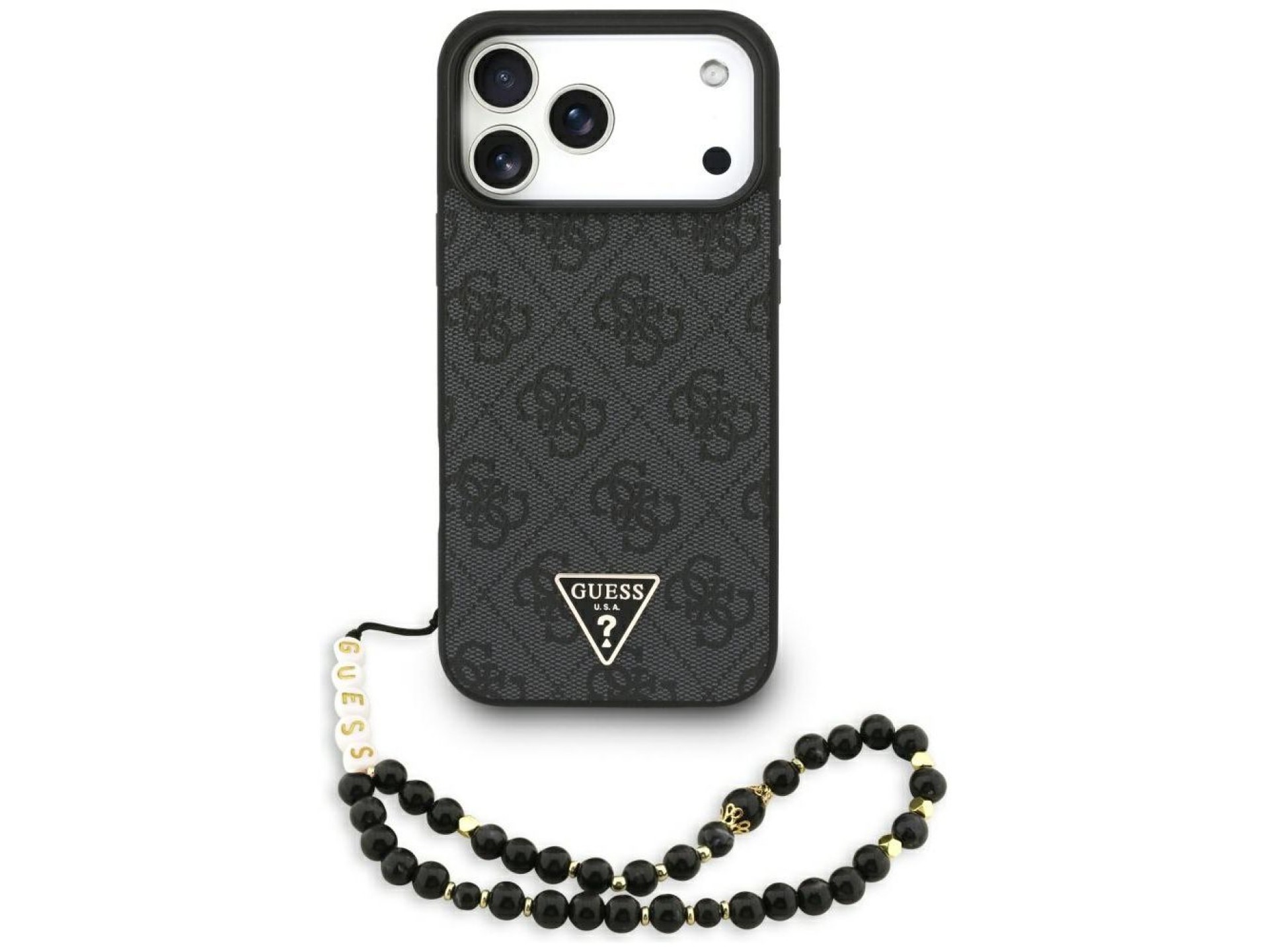 Capa Guess 4G Strap Triangle Logo MagSafe para iPhone 17 Pro Max - Preta