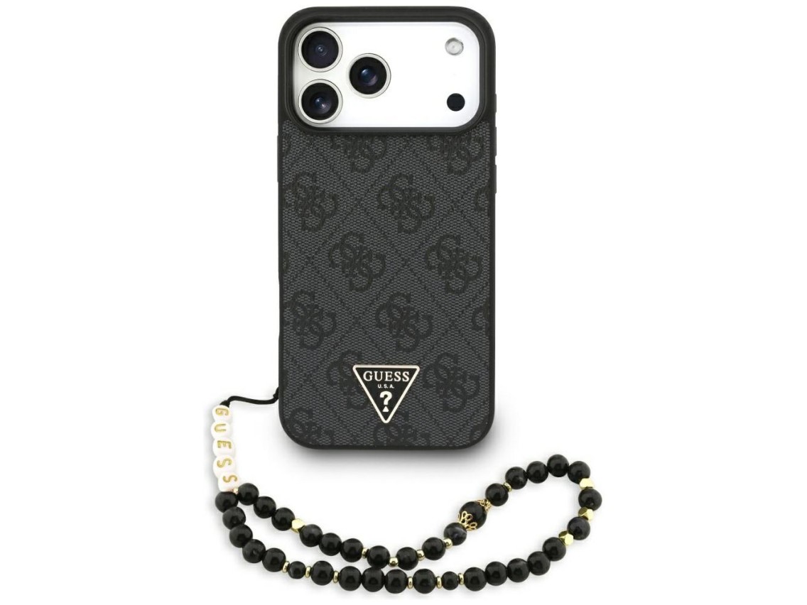Capa Guess 4G Strap Triangle Logo MagSafe para iPhone 17 Pro Max - Preta