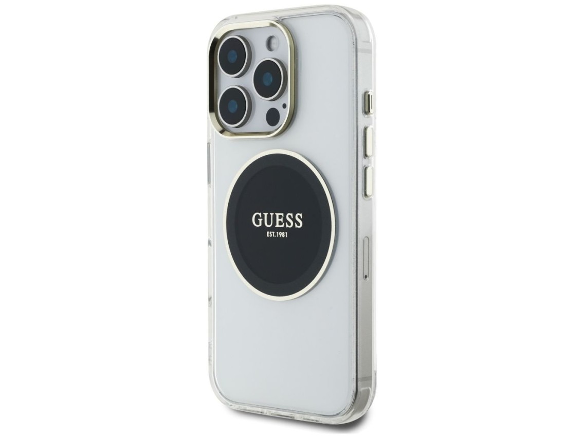 Guess IML Metal Colored Circle Classic Logo MagSafe case for iPhone 16 Pro - black