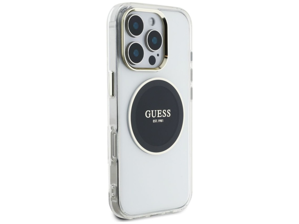 Guess IML Metal Colored Circle Classic Logo MagSafe case for iPhone 16 Pro - black