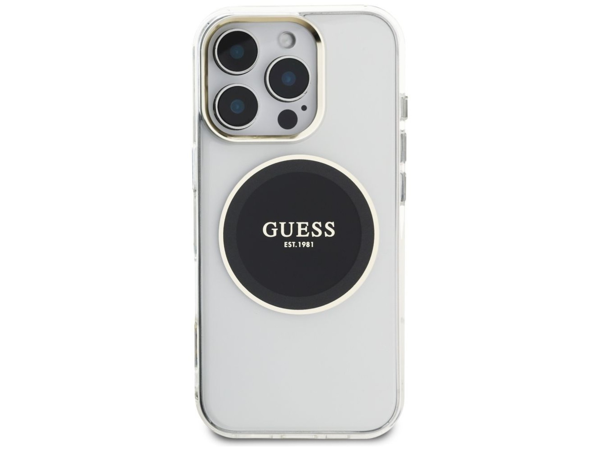 Guess IML Metal Colored Circle Classic Logo MagSafe case for iPhone 16 Pro - black