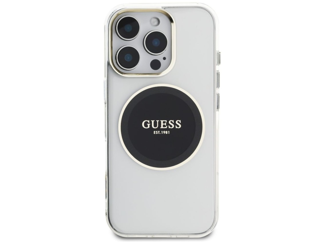 Guess IML Metal Colored Circle Classic Logo MagSafe case for iPhone 16 Pro - black