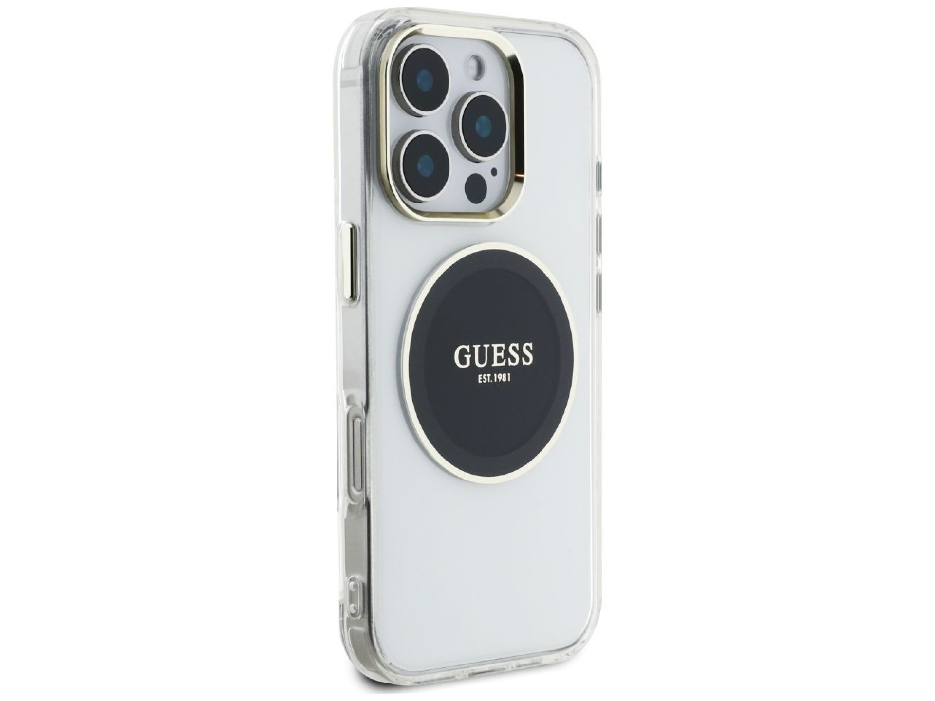 Guess IML Metal Colored Circle Classic Logo MagSafe case for iPhone 16 Pro - black