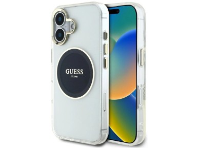 Guess IML Metal Colored Circle Classic Logo MagSafe case for iPhone 16 - black Guess IML Metal Colored Circle Classic Logo MagSafe case for iPhone 16 - black
