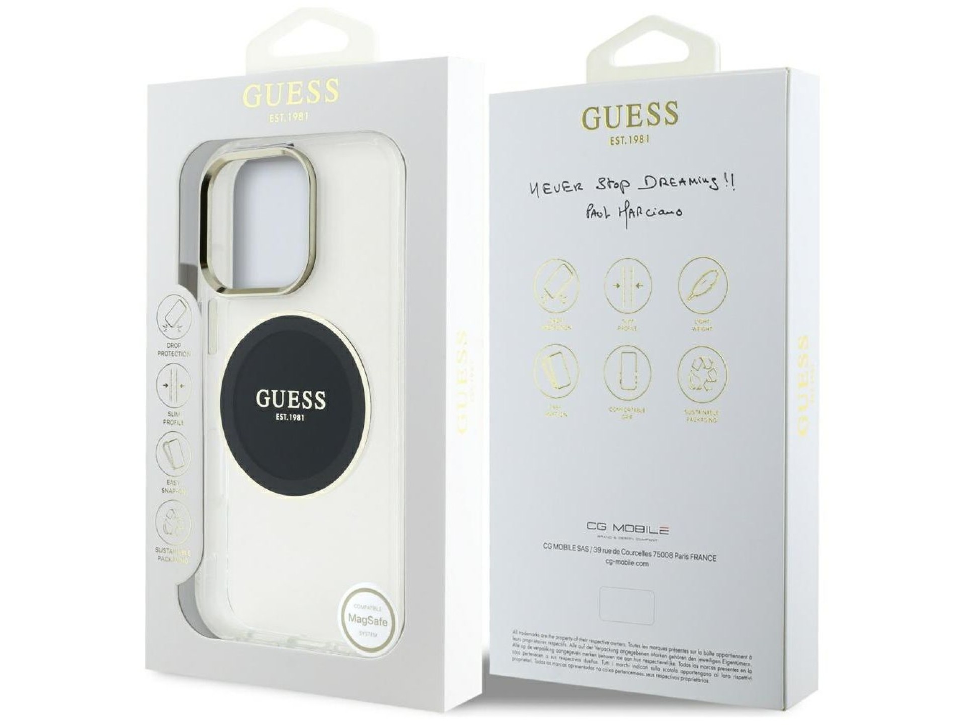 Guess IML Metal Colored Circle Classic Logo MagSafe case for iPhone 16 Pro - black