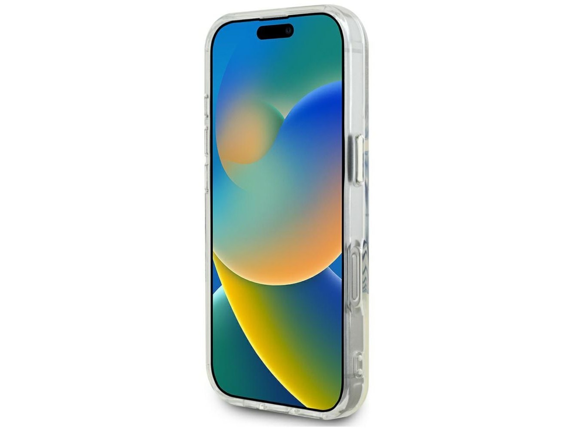 Capa MagSafe Guess IML com logotipo clássico em círculo metálico para iPhone 16 Pro Max - Preta