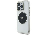 Capa MagSafe Guess IML com logotipo clássico em círculo metálico para iPhone 16 Pro Max - Preta Capa MagSafe Guess IML com logotipo clássico em círculo metálico para iPhone 16 Pro Max - Preta