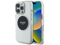 Capa MagSafe Guess IML com logotipo clássico em círculo metálico para iPhone 16 Pro Max - Preta Capa MagSafe Guess IML com logotipo clássico em círculo metálico para iPhone 16 Pro Max - Preta