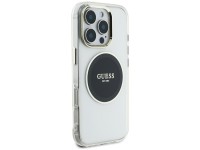 Capa MagSafe Guess IML com logotipo clássico em círculo metálico para iPhone 16 Pro Max - Preta Capa MagSafe Guess IML com logotipo clássico em círculo metálico para iPhone 16 Pro Max - Preta