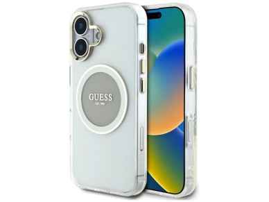Guess IML Metal Colored Circle Classic Logo MagSafe case for iPhone 16 - gray Guess IML Metal Colored Circle Classic Logo MagSafe case for iPhone 16 - gray