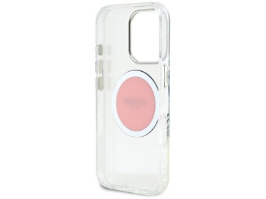 Guess IML Metal Colored Circle Classic Logo MagSafe iPhone 16 Pro Case - Pink