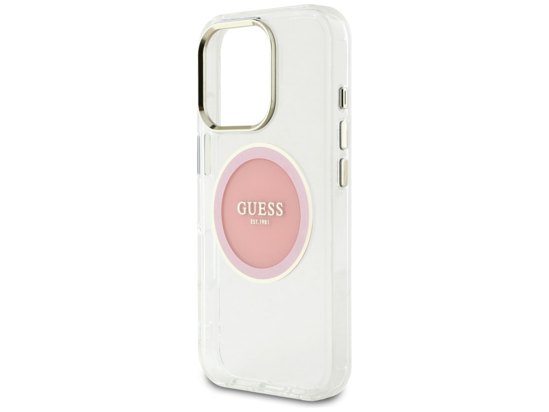 Capa Guess IML Metal Colored Circle Classic Logo MagSafe para iPhone 16 Pro - Rosa