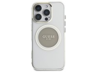 Capa MagSafe Guess IML Metal Colored Circle Classic Logo para iPhone 16 Pro - cinza Capa MagSafe Guess IML Metal Colored Circle Classic Logo para iPhone 16 Pro - cinza