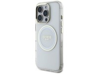 Capa MagSafe Guess IML Metal Colored Circle Classic Logo para iPhone 16 Pro - branca Capa MagSafe Guess IML Metal Colored Circle Classic Logo para iPhone 16 Pro - branca